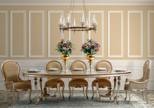 Luxury Italian Classic Wooden Hand Crafted Dining Table Set