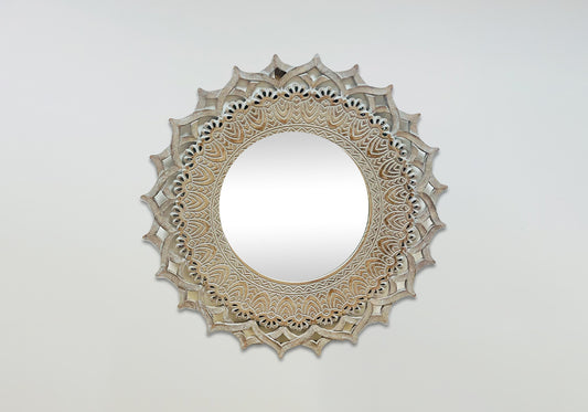 Antique Heavy Carved Wooden Handicrafts Mirror Frame