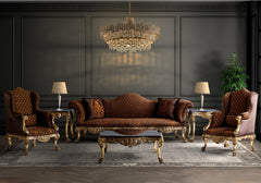 Luxury Sleek Design Wooden Handcrafted Carving Sofa Set