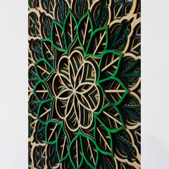 Green Mandala Teakwood 8 Layers Wall Decor