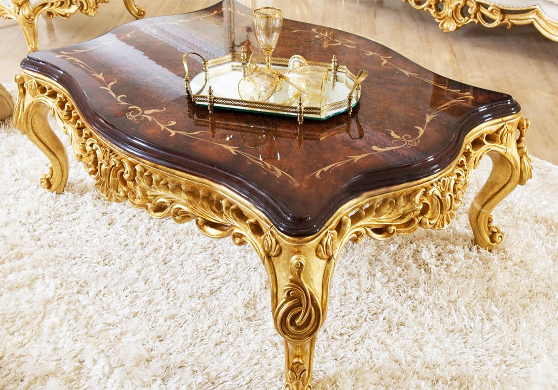 brown and golden color mix center table