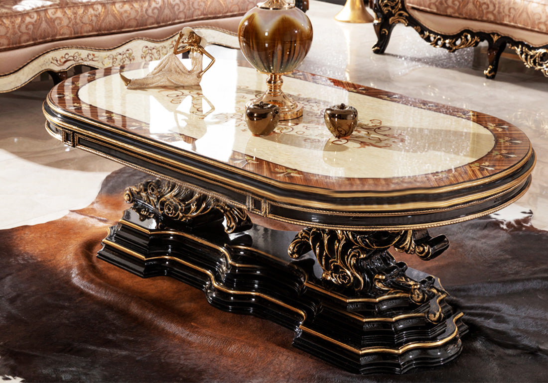 deep carving wooden center table