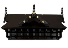 Kerala Style Mandir With Maroon Wood Wall Hangings And Floor