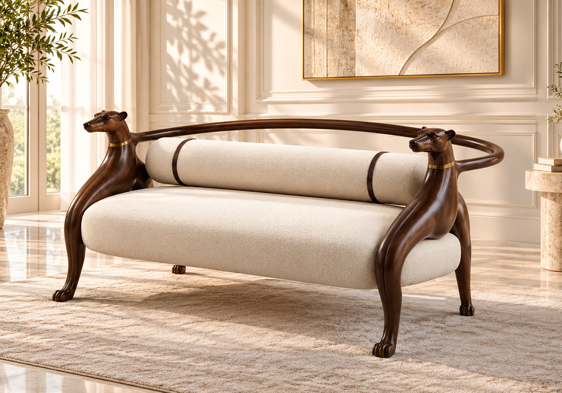 Royal Stag Sculpted Solid Teak Wood Single 2-Seater Sofa
