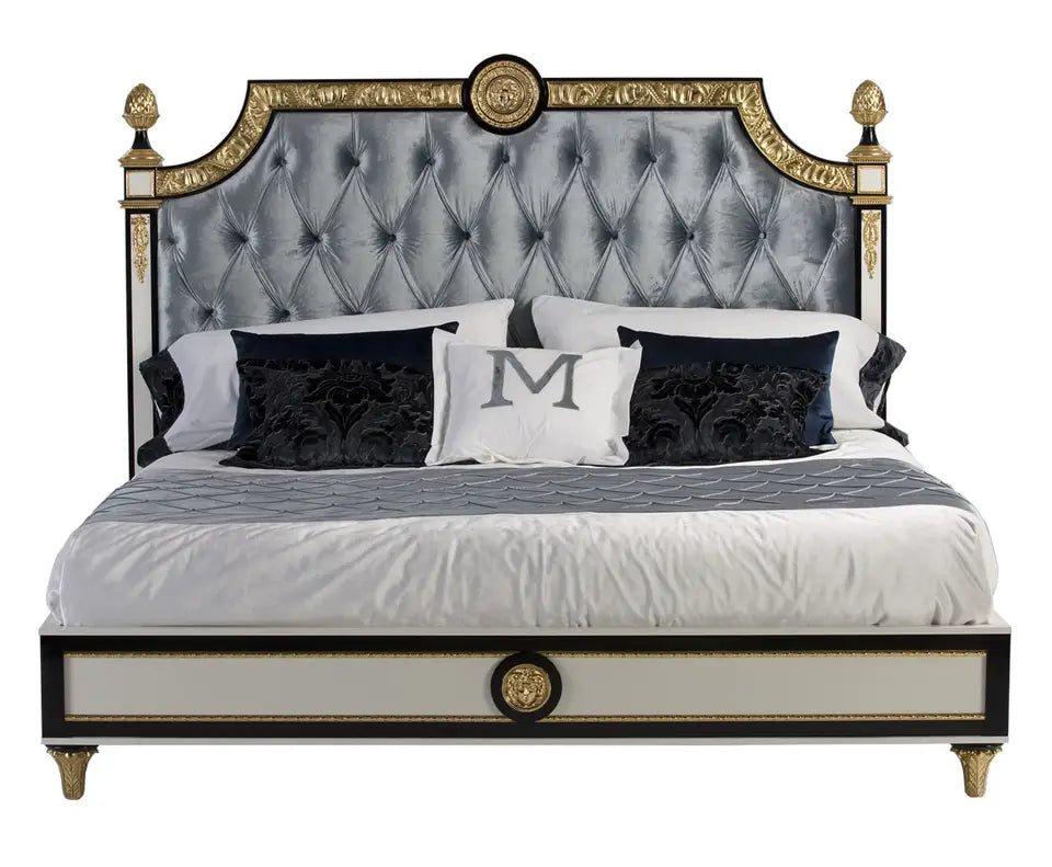 A modern bed with two side table