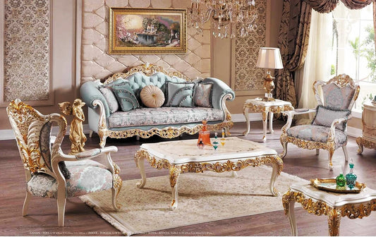 Blue color luxury sofa set