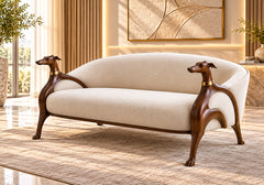 Royal Sculpted Curve Solid Teak Wood Single 2-Seater Sofa