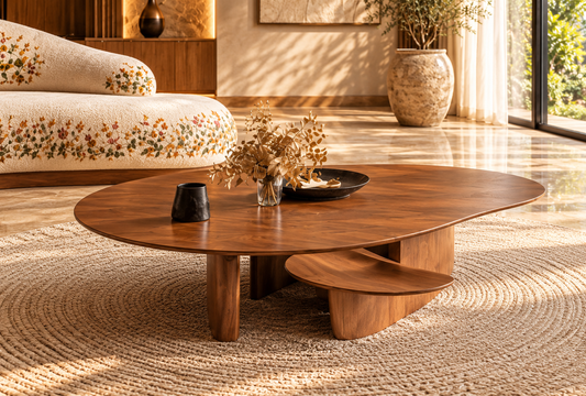 Botanical Curved Luxury 3-Seater Sofa with Center Table
