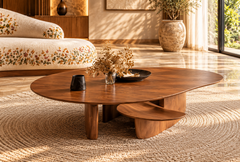 Botanical Curved Luxury 3-Seater Sofa with Center Table
