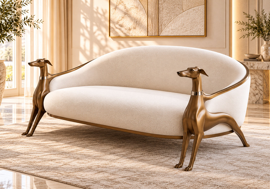 Imperial Grace Sculpted Solid Teak Wood Single 2-Seater Sofa