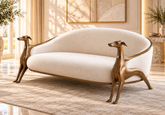 Imperial Grace Sculpted Solid Teak Wood Single 2-Seater Sofa