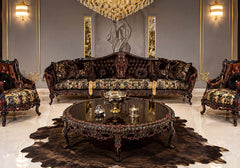 Imperial Grandeur Antique Carved Solid Teak Wood Sofa Set