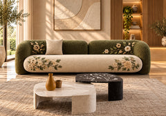 Botanical Bloom Premium 3-Seater Sofa Set with Coffee Tables