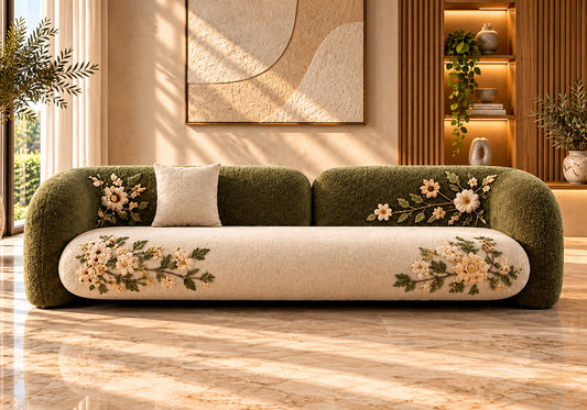 Botanical Bloom Premium 3-Seater Sofa Set with Coffee Tables