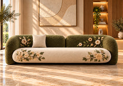 Botanical Bloom Premium 3-Seater Sofa Set with Coffee Tables