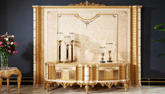 Classic European Style Hand Carving TV Unit For Royal Home