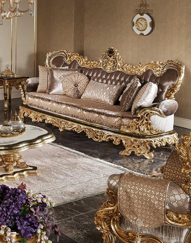 Luxury golden color 3 seater sofa