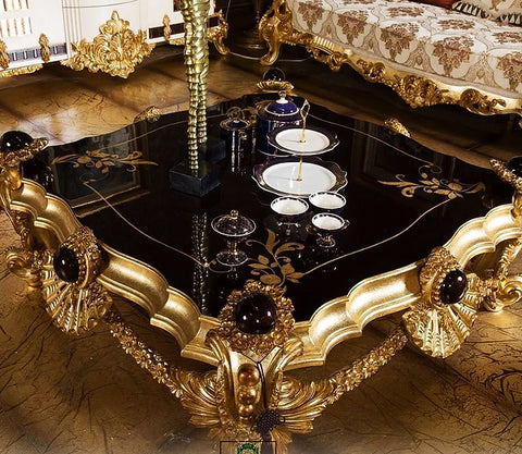 antique black and golden color mix center table