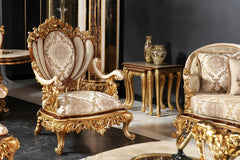 Handmade royal style cream color sofa chair
