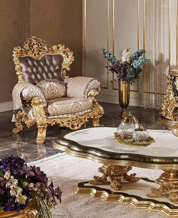 Royal look golden color sofa chair