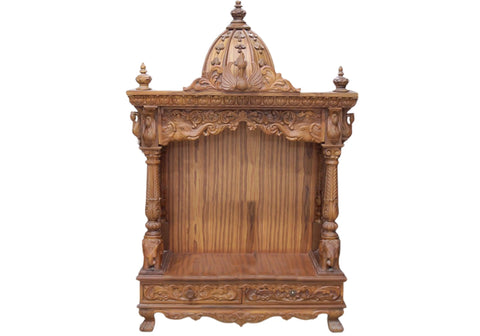 Teak Wooden Hand Carved Pooja Mandir