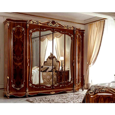 Classic European Style Glossy Carving Wardrobe