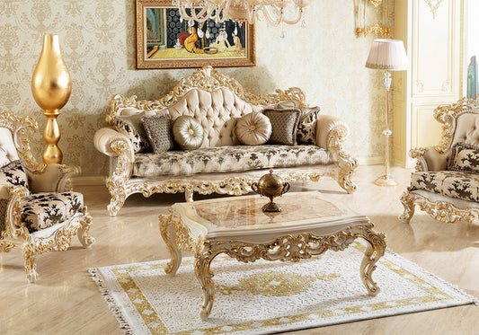 White and golden mix sofa set