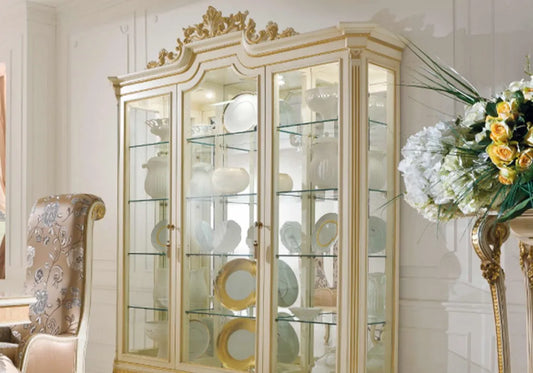 Fully Glass front golden color vitrine