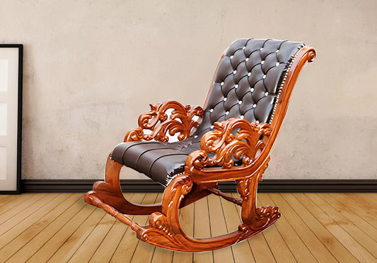 Luxury and Royal Style Wooden Crafted Rocking Chair