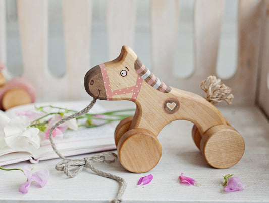 Wooden Pull Toy Horse for Kids