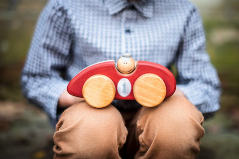 Wooden Race Car Toy for Toddlers