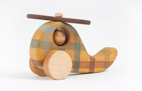 Wooden helicopter toy