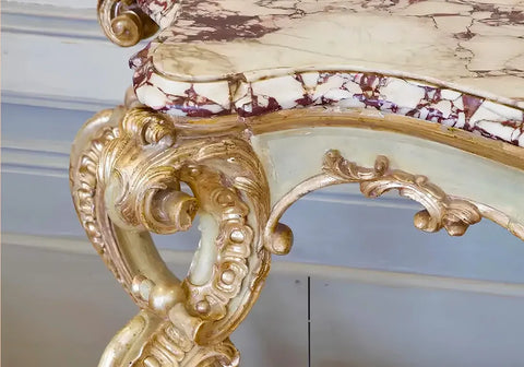 Royal Luxury Louis XV Gilded and Painted Console Table