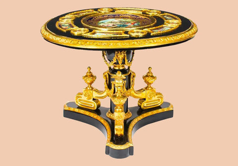 Royal Luxury Mounted Ebonized Sevres Style Side Table