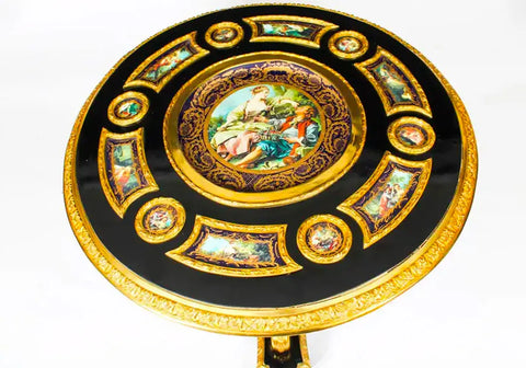 Royal Luxury Mounted Ebonized Sevres Style Side Table