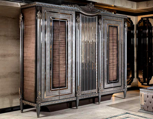 Luxury European Style Glossy Hand Carving Wardrobe