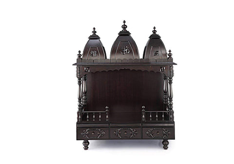 dark colored teakwood temple