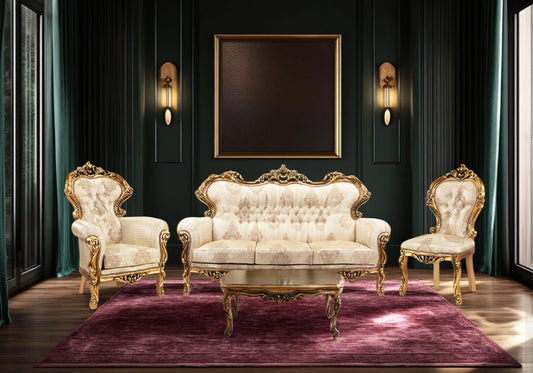 Royal and Luxury Handcrafted Wooden Sofa Set