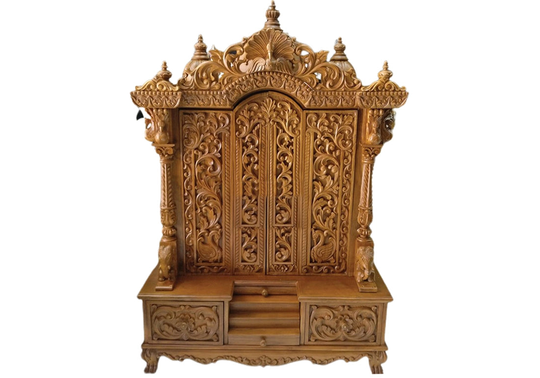 Solid Teak Wooden Hand Carved Home Temple