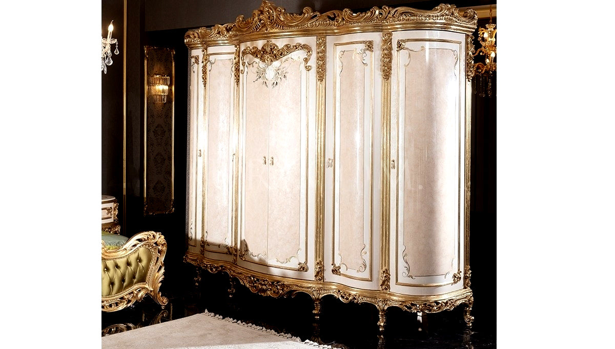 Exquisite Glossy Carving Wardrobe