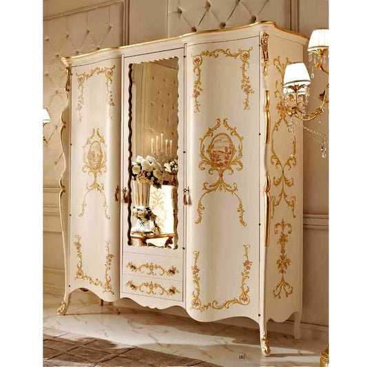 Luxury French Style Glossy Carving Wardrobe