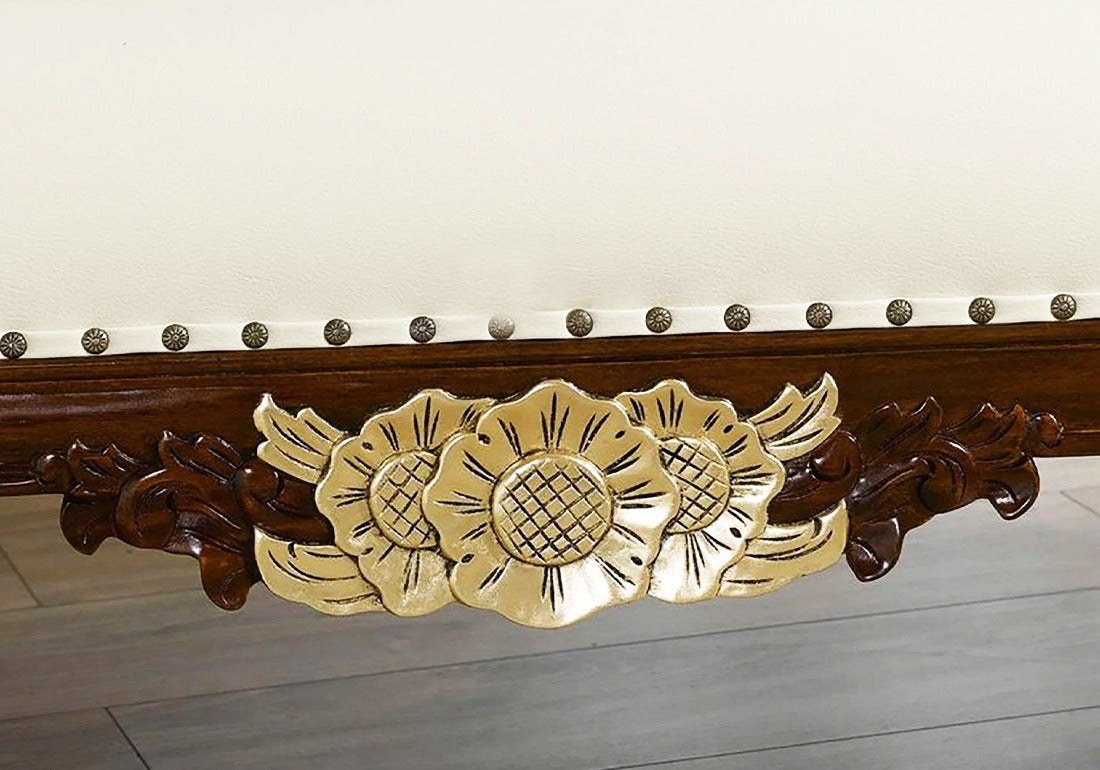 beautiful golden color flower carving on lounge