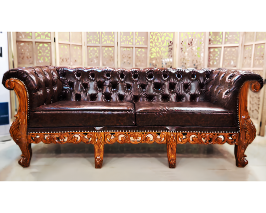 brown color 3 seater sofa