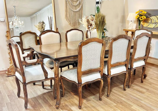 Classical and Wooden Dining Table and Chairs