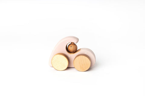 Cute Wooden Pink Beetle Car Toy