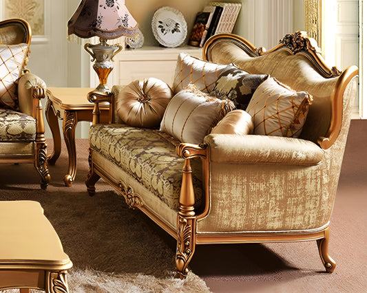 classical wooden 3 seater sofa