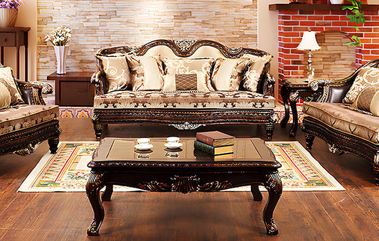 classical look 3 seater sofa and center table