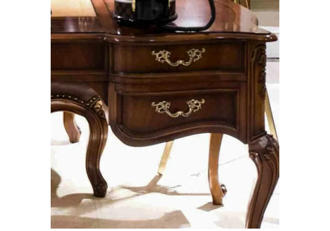 Traditional Brownish Teak Wooden Office Desk