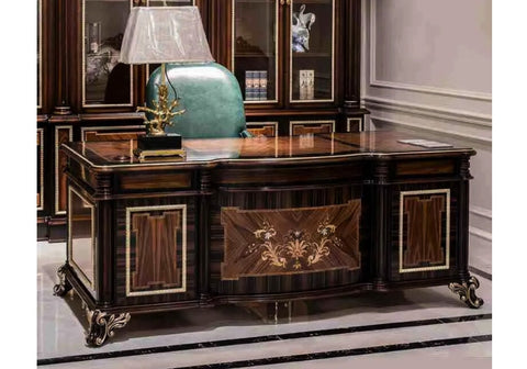 Beautifully Hand Carved Teak Office Desk