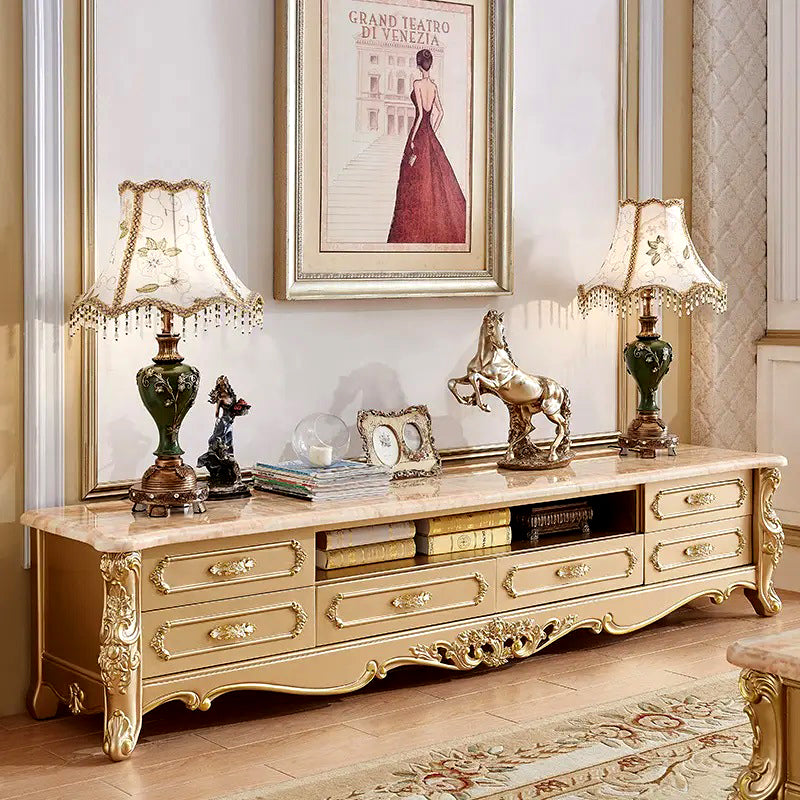 Elegant Embroidery Carving TV Cabinet